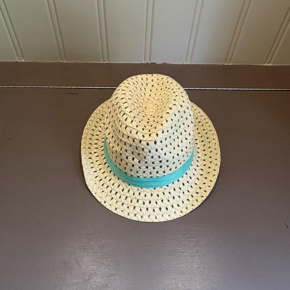 Cream Sun Hat with Turquoise Accent